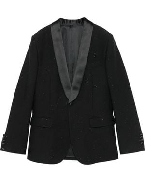 Santoni Blazer Brodé De Sequins À Col Châle - Black