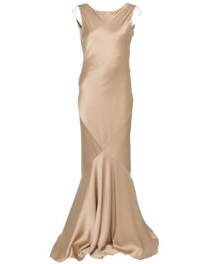 Max Mara Erum Satin-Finish Paneled Maxi Dress - Natural