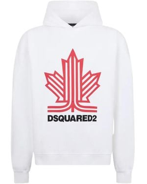 DSquared² Ski Leaf Graphic-Print Cotton Hoodie - White