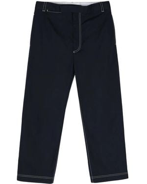 Thom Browne Contrast-Stitching Straight-Leg Trousers - Blue