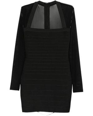 Hervé Léger Mesh-Panel Bandage Mini Dress - Black