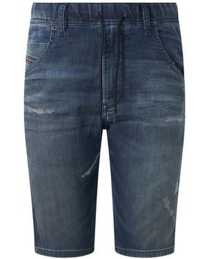 DIESEL Distressed Elasticated-Waistband Shorts - Blue