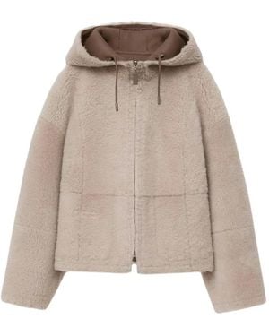 Iris Von Arnim Dylan Shearling Reversible Drawstring-Hood Jacket - Natural