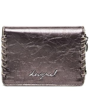 Desigual Small Logo-Detail Metallic Wallet - Gray