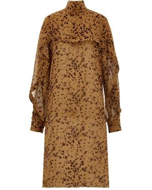Ferragamo Midikleid Mit Orchideen-Print - Natur