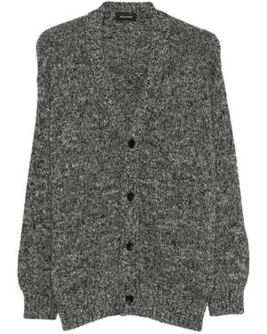 Tagliatore Marl-Knit V-Neck Cardigan - Grey
