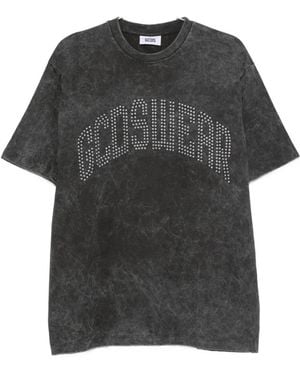 Gcds Stud-Embellished Acid-Wash T-Shirt - Black