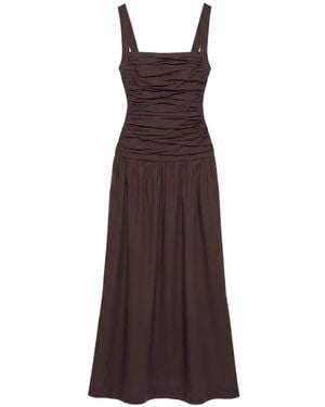 Reformation Nesta Midi-Jurk Met Ruches - Bruin