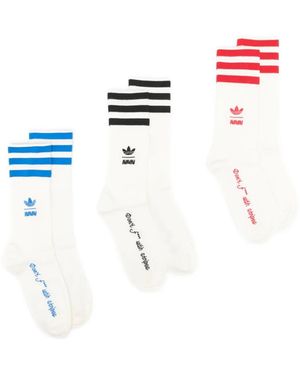 adidas ストライプ 靴下 セット - ホワイト
