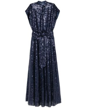 Kiton Sequin Embellished Belted Dress - Blue