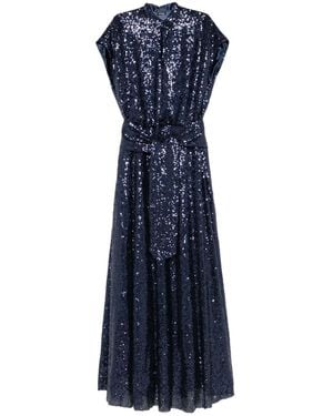 Kiton Sequin Embellished Belted Dress - Blue
