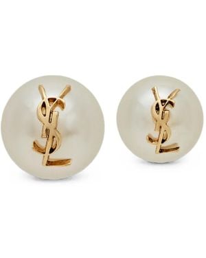 Saint Laurent Cassandre Faux-Pearl Earrings - Metallic