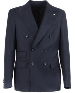 Brando Blazer Met Dubbele Rij Knopen En Franje - Blauw