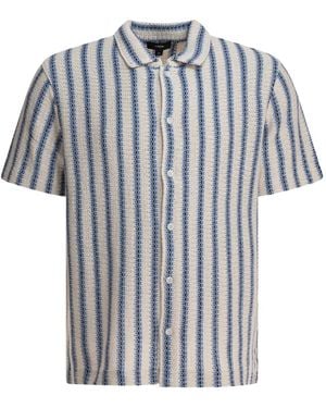 Vince Gestreiftes Hemd mit kurzen Ärmeln - Blau