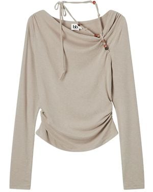 B+ AB Langarmshirt mit Perlenverzierung - Weiß