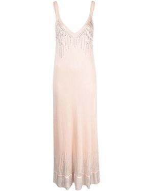 Rabanne Studded Knitted Midi Dress - White