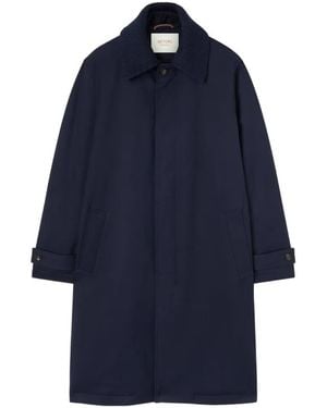 RETORI Woll-Gabardine-Mantel Mit Abnehmbarem Kragen - Blau