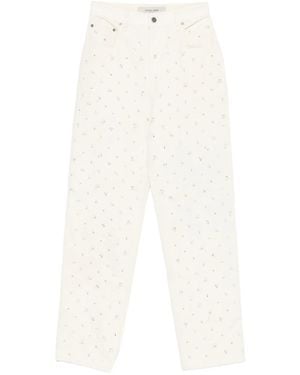 Golden Goose Denim Trousers With Beading And Crystals - White