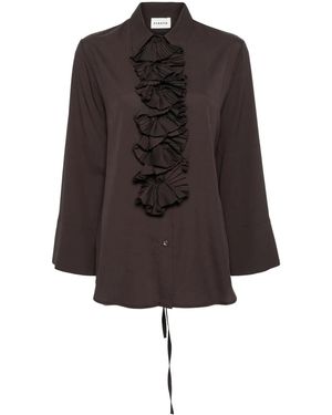 P.A.R.O.S.H. Ruffled-Detail Long-Sleeved Blouse - Brown