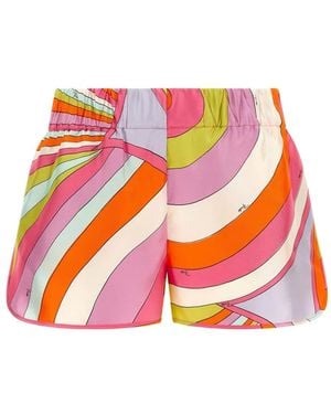 PUCCI Iride-Print Silk Shorts - White