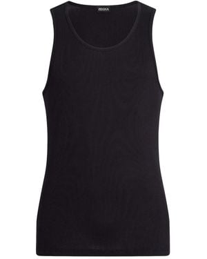 ZEGNA Cotton Blend Tank Top - Black