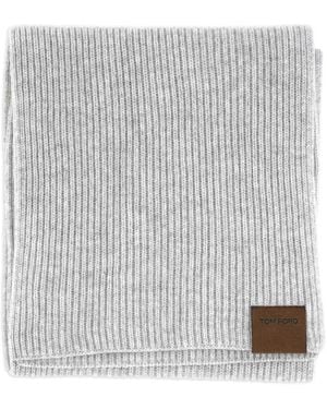 Tom Ford Ribbed Cashmere Scarf - Grey