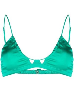 forte_forte Triangle-Cup Satin Bra - Green