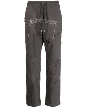 Children of the discordance Logo-Embroidered Distressed Track Pant - Grey