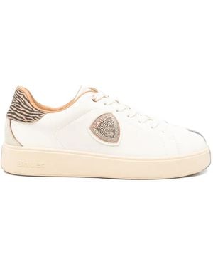 Blauer Sneakers Mit Print - Weiß