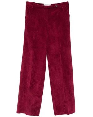 ERMANNO FIRENZE Corduroy-Effect Palazzo Trousers - Red