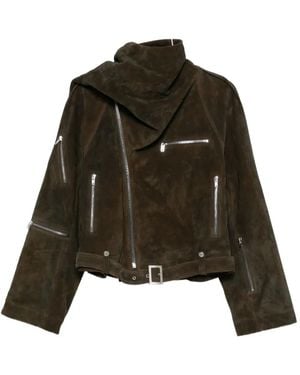 Rick Owens Asymmetric Biker Jacket - Brown