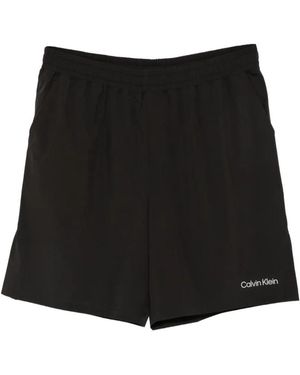 Calvin Klein Logo-Print Performance Shorts - Black