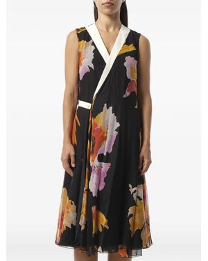 Lanvin Floral-Print Wrap Dress - Black