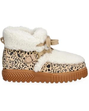 Sorel Leopard-Print Shearling-Trim Boots - White