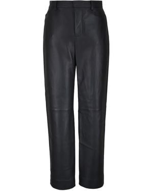 Vince Straight-Leg Leather Trousers - Black