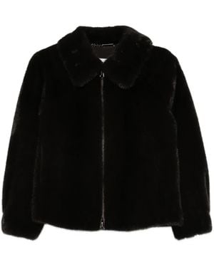 Manzoni 24 Fur Collar Zip-Front Jacket - Black