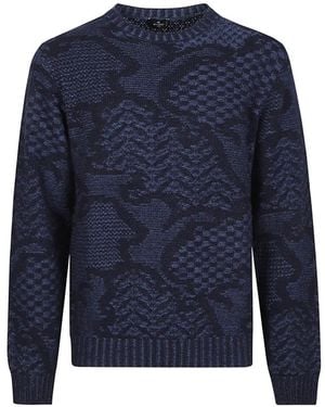 Etro Jersey De Lana Con Motivo Geométrico - Azul