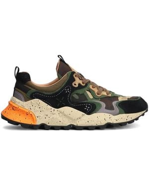 Flower Mountain Rulis Camouflage-Print Panelled Trainers - Black
