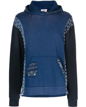 Alchemist Patchwork Detail Cotton Hoodie - Blue