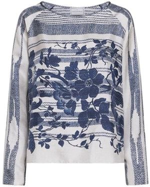 Pierre Louis Mascia Aloe Floral-Print Longsleeve Blouse - Blue