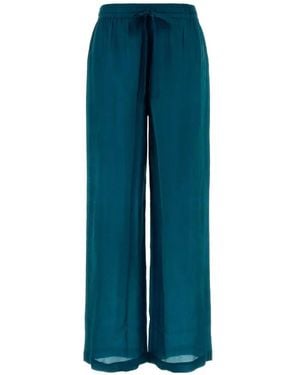 THE ROSE IBIZA Silk Drawstring Palazzo Pants - Blue