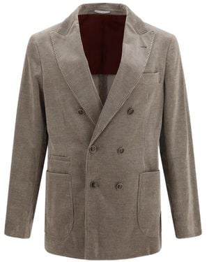 Brunello Cucinelli Double-Breasted Corduroy Jacket - Brown