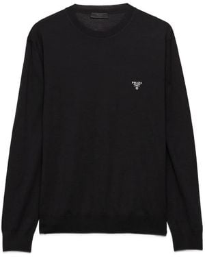 Prada Pullover Mit Logo-Stickerei - Schwarz