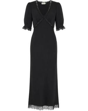 RIXO London Annina Lace-Trim Midi Dress - Black