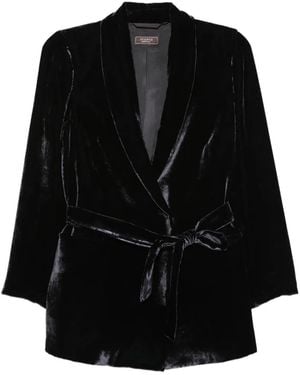 Peserico Belted Velvet Blazer - Black