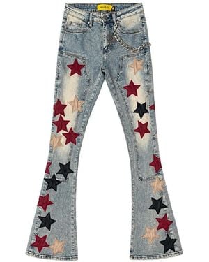 GUAPI Star-Appliqué Chain-Detail Jeans - Blue