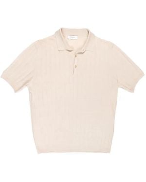 Boglioli Poloshirt Aus Geripptem Strick - Natur