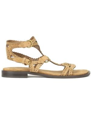 Ash Paprika Studded Sandals - Natural