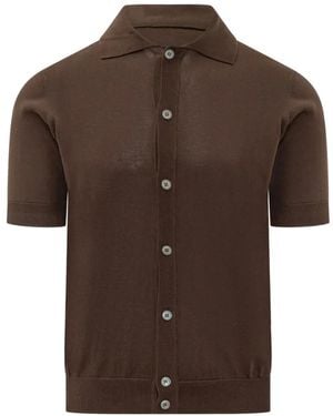 FILIPPO DE LAURENTIIS Short-Sleeve Knitted Shirt - Brown