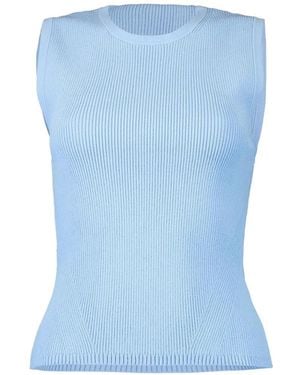 Veronica Beard Sid Ribbed-Knit Tank Top - Blue